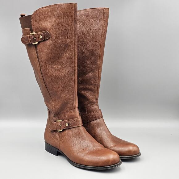 Naturalizer Women's Size 10 M US Jersey Brown Leathet Wide Calf N5 Riding Boots - Picture 1 of 8